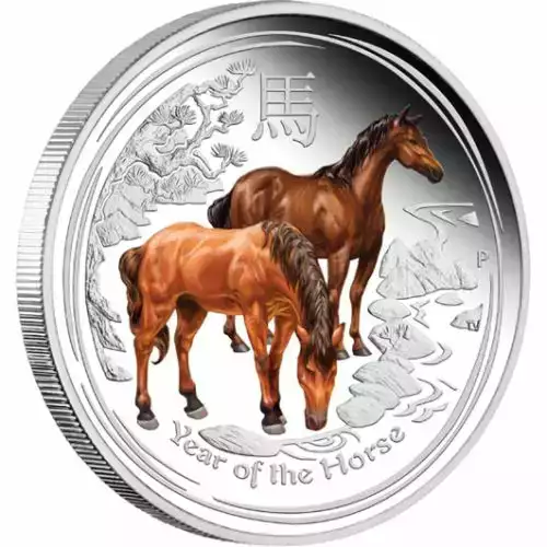 1/2oz Australian Silver Lunar Year of the Horse Coloured-2014