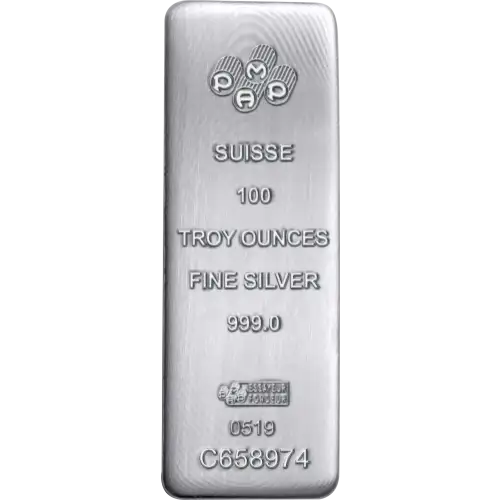 100oz PAMP Cast Silver Bar