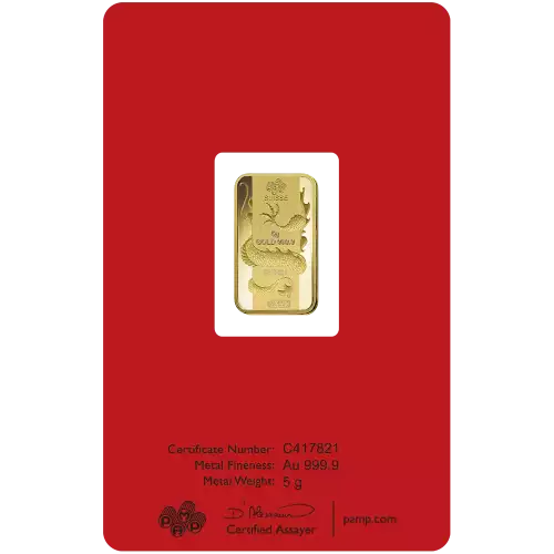 5g PAMP Gold Bar - Lunar Dragon