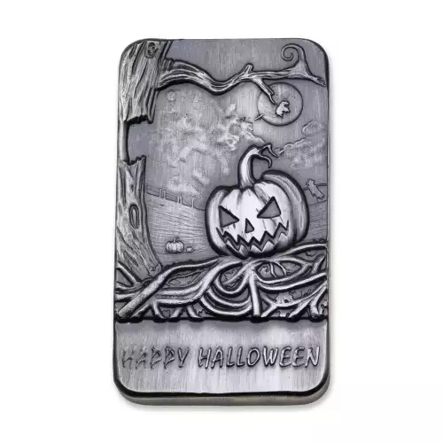 Argentia Silver Art - 3 oz Bar - Happy Halloween - Antique (2)