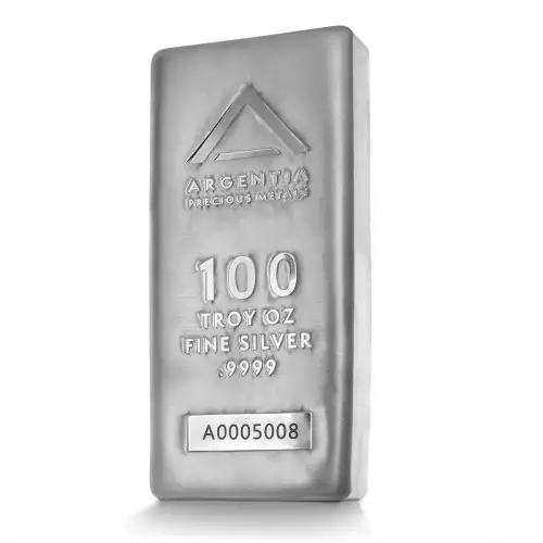 ARGENTIA Silver Bar 100 oz - Poured W/Serial#   (2)