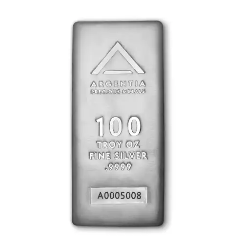 ARGENTIA Silver Bar 100 oz - Poured W/Serial#  