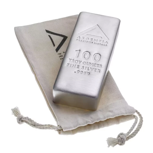 ARGENTIA Silver Bar 100 oz - Poured WO/Serial#  (5)