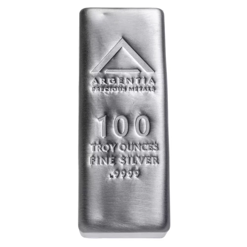 ARGENTIA Silver Bar 100 oz - Poured WO/Serial#