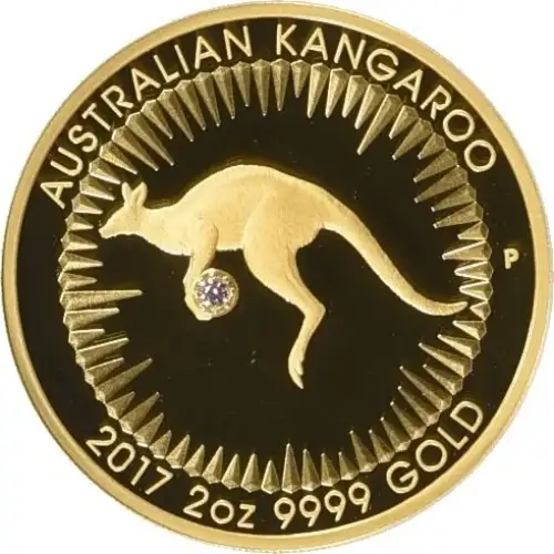 Australian Kangaroo Gold Coin Pink Diamond Edition , 2 oz - 2017
