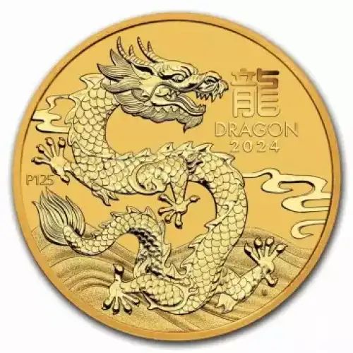 Australian Perth Mint Gold Lunar - Year of the Dragon, 1/20 oz - 2024