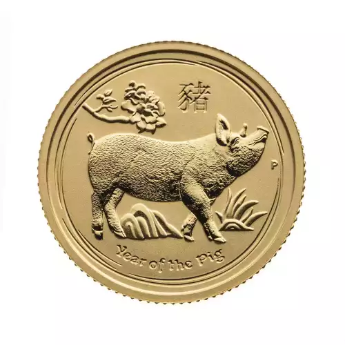 Australian Perth Mint Gold Lunar - Year of the Pig, 1/10 oz - 2019 (2)