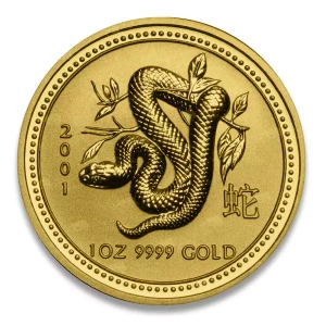 Australian Perth Mint Gold Lunar - Year of the Snake, 1 oz - 2001