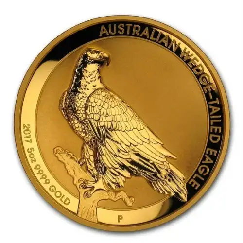 Australian 'Proof High Relief' Wedge-Tailed Eagle Gold Coin, 5 oz - 2017