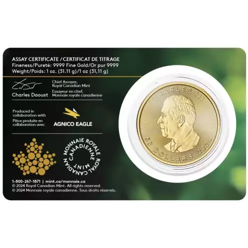 Canadian Gold Maple Leaf 1 oz, Single Source Mine - 2024 (2)