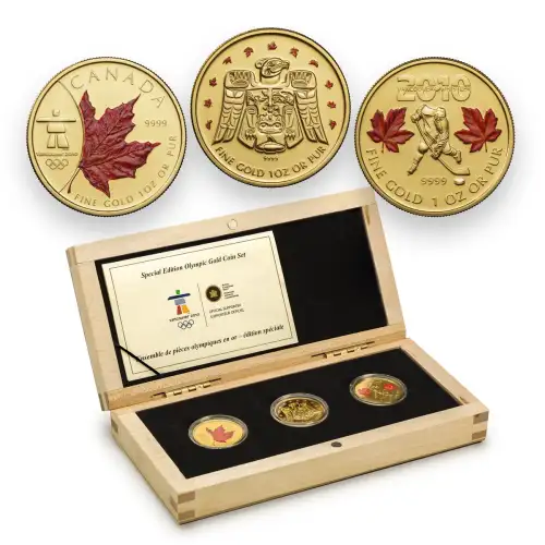 Canadian Gold Maple Leaf 'Special Edition' Olympic 3 Coin Set .9999, 2008-2010 (3)