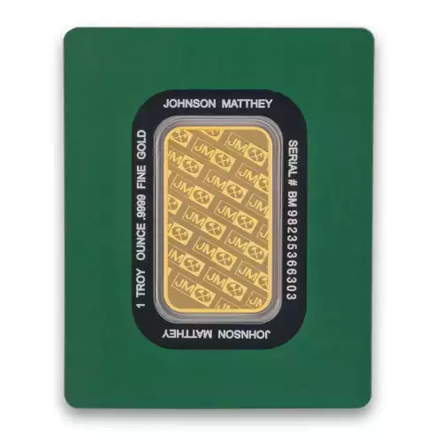 Johnson Matthey Gold Bar w/Assay Card, 1oz .9999