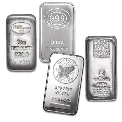 Misc. Minted Silver Bar, 5 oz (4)