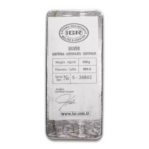 Misc. Minted Silver Bar, 500g, 1/2 Kilo (16.075 Tr Oz)