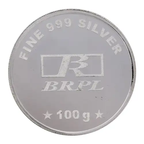 Misc Minted Silver Round, 100g (3.215 Tr Oz)