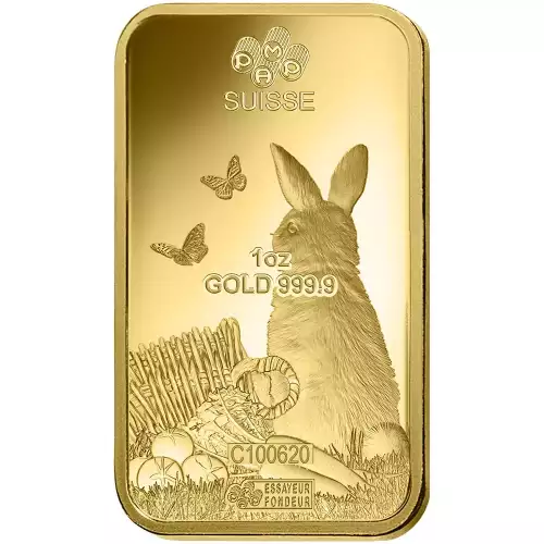 PAMP 1 oz. Lunar Gold Bar - Rabbit 2023 (4)