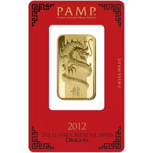 PAMP Gold Bar - Year of the Dragon, 1oz - 2012 (3)