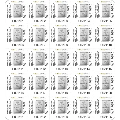 PAMP Suisse Platinum Fortuna Multi Gram Sheet, 25 x 1 gram  (5)