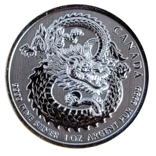 RCM 1oz Fine Silver Coin, Lucky Dragon - Misc. Dated (2)