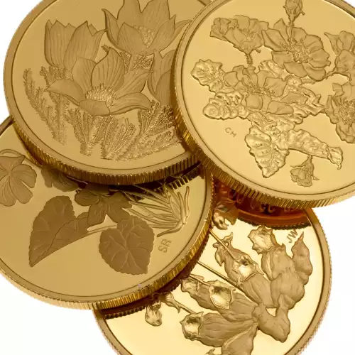 RCM $350 Provincial Floral Gold Coin (.99999), 1.125 oz - Misc Dated (5)