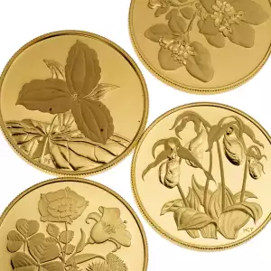 RCM $350 Provincial Floral Gold Coin (.99999), 1.223 oz - Misc Dated (1998 - 2003)  (4)