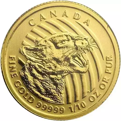 RCM Gold Coin (.99999), 1/10 oz - Growling Cougar - 2016 (4)