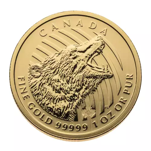 RCM Gold Coin (.99999), 1 oz - Roaring Grizzly - 2016 (2)