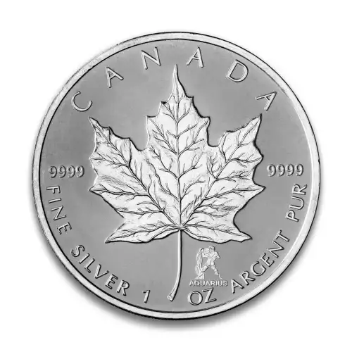 RCM Zodiac Privy 1oz Silver Maple Leaf, Aquarius - 2004 (2)