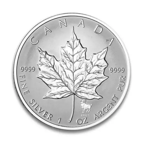 RCM Zodiac Privy 1oz Silver Maple Leaf, Aries - 2004 (2)