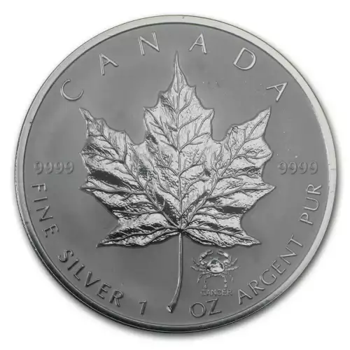 RCM Zodiac Privy 1oz Silver Maple Leaf, Cancer - 2004 (2)