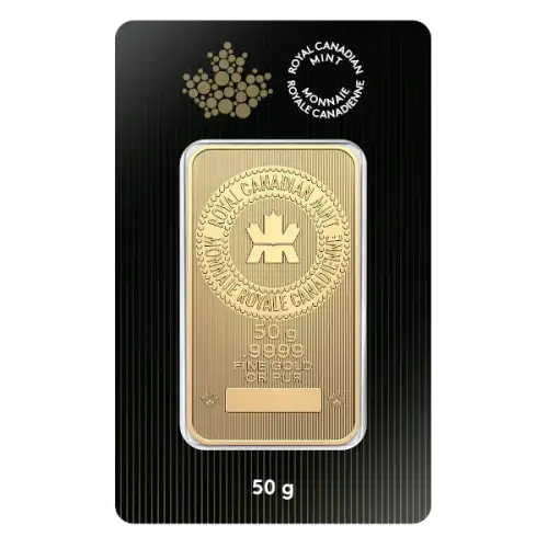 Royal Canadian Mint (RCM) Gold Bar, 50 gram .9999