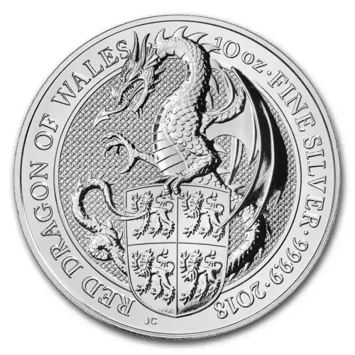 Royal Mint 10oz Silver Queen's Beast: Red Dragon of Wales - 2018