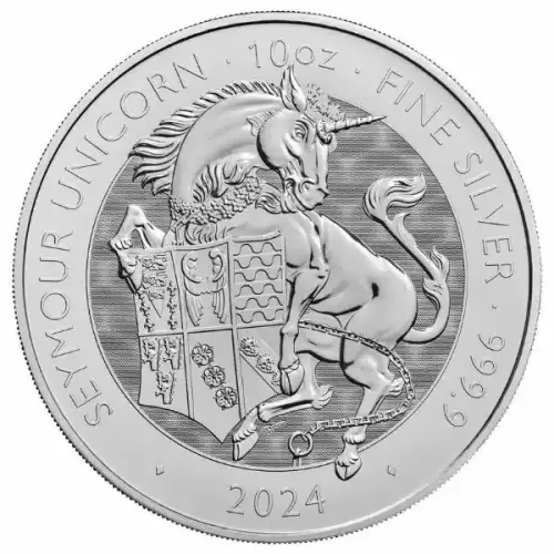 Royal Mint 10oz Silver Tudor Beast : Seymour Unicorn - 2024 (2)
