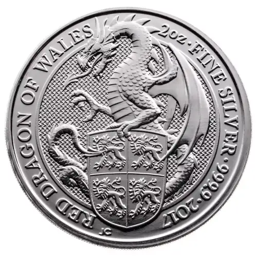 Royal Mint 2oz Silver Queen's Beast: Red Dragon Of Wales - 2017