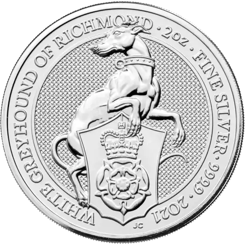 Royal Mint 2oz Silver Queen's Beast: The White Greyhound - 2021 (3)