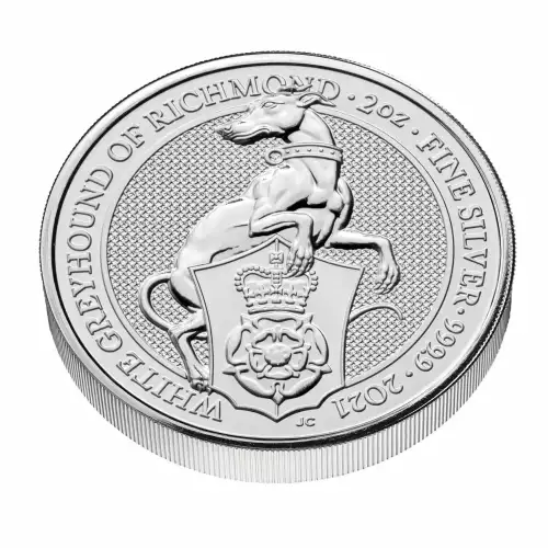 Royal Mint 2oz Silver Queen's Beast: The White Greyhound - 2021