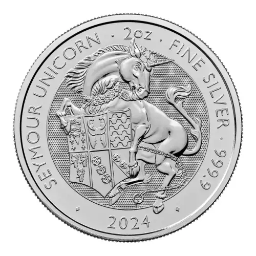 Royal Mint 2oz Silver Tudor Beast : Seymour Unicorn - 2024 (2)