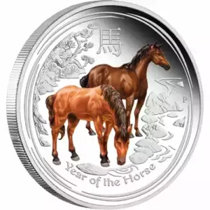 1/2oz Australian Silver Lunar Year of the Horse Coloured-2014