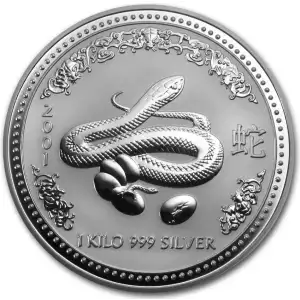 Australian 1 Kilo Silver Year of the Snake - 2001 (2)