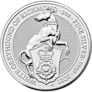 Royal Mint 2oz Silver Queen's Beast: The White Greyhound - 2021 (3)