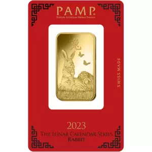 PAMP 1 oz. Lunar Gold Bar - Rabbit 2023 (4)