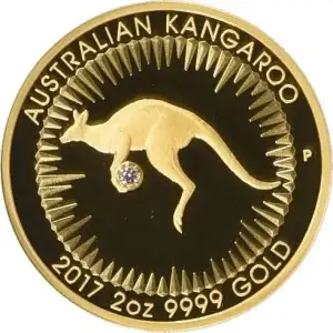 Australian Kangaroo Gold Coin Pink Diamond Edition , 2 oz - 2017