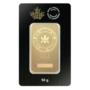 Royal Canadian Mint (RCM) Gold Bar, 50 gram .9999