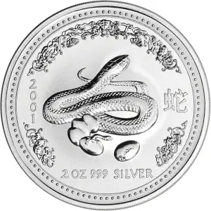 Australian 2oz Silver Year of the Snake - 2001 (2)