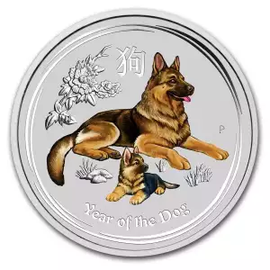 Australian 2oz Silver Year of the Dog w/Colour - 2018 (2)