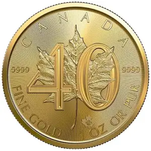 2019 1oz Canadian Gold Maple Leaf 40th Anniversary