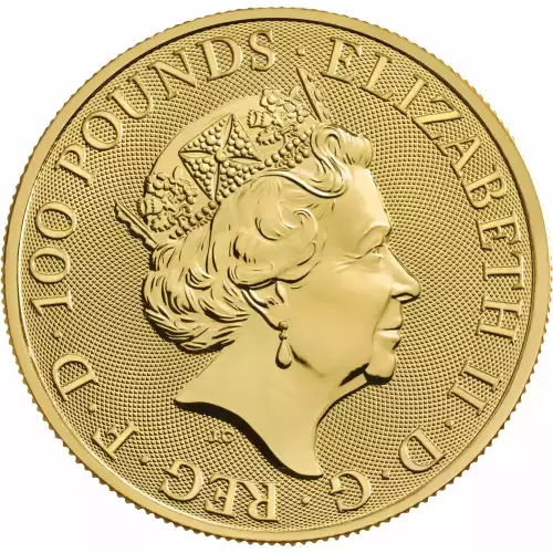 UK Royal Mint Gold Queen's Beast 1 oz: White Greyhound of Richmond - 2021 (3)