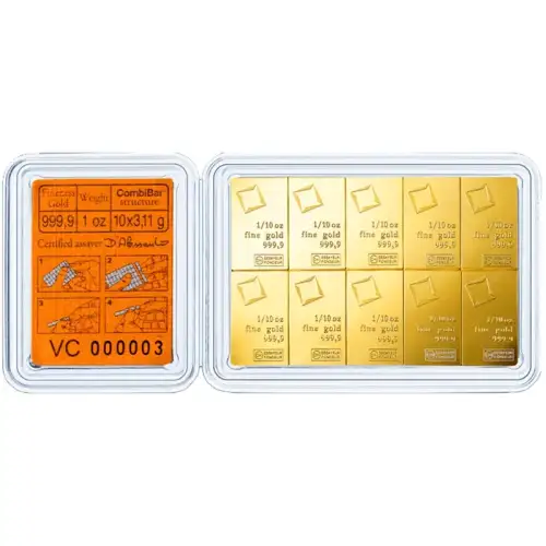 Valcambi Combi Gold Bar, 1 oz  (1/10oz x 10) (3)